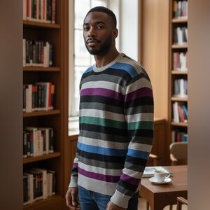 Tommy Hilfiger Lux Cotton Multicolor Striped Sweater size Large